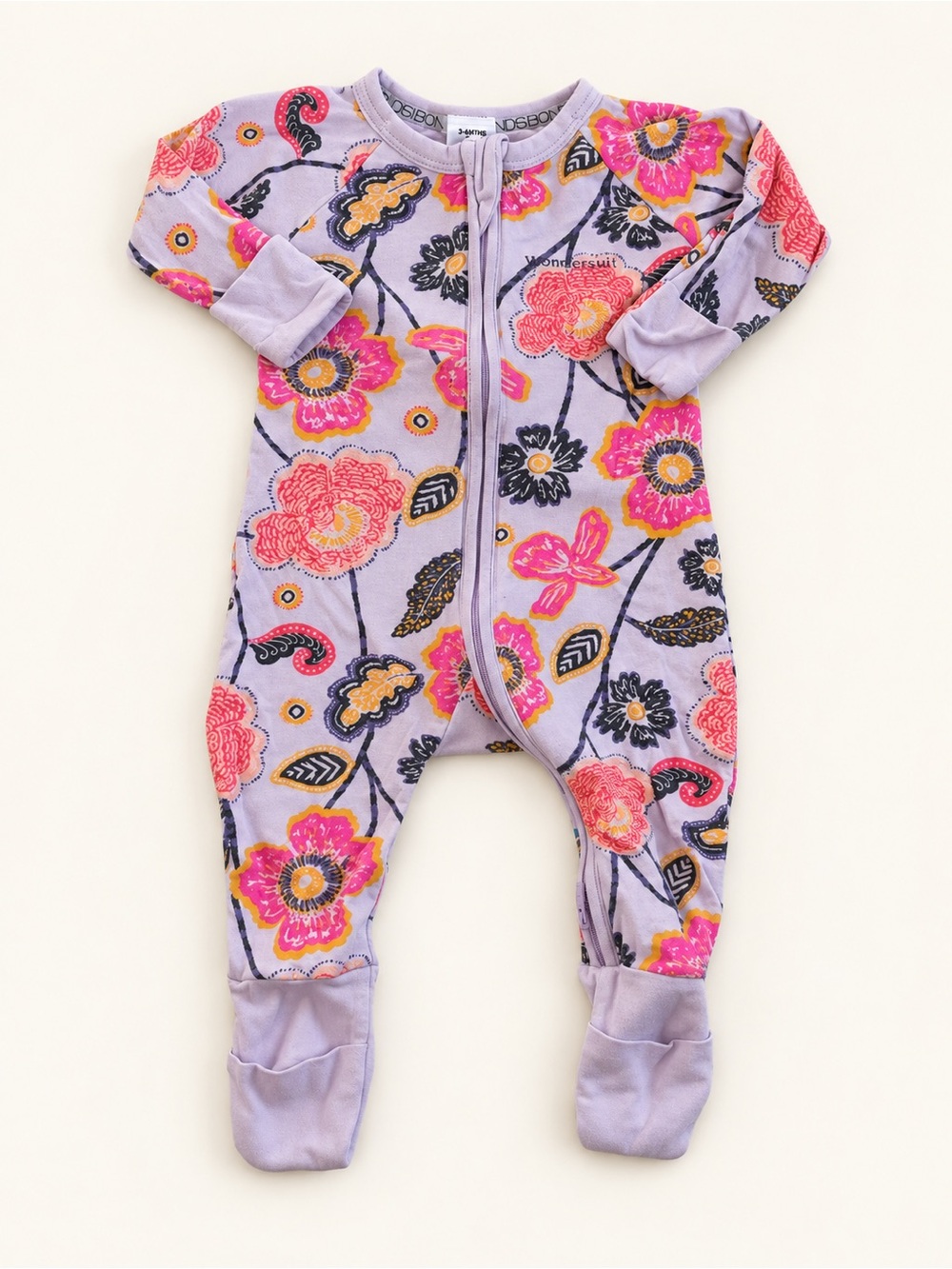 Bonds Lavender Floral Zip Footed Romper